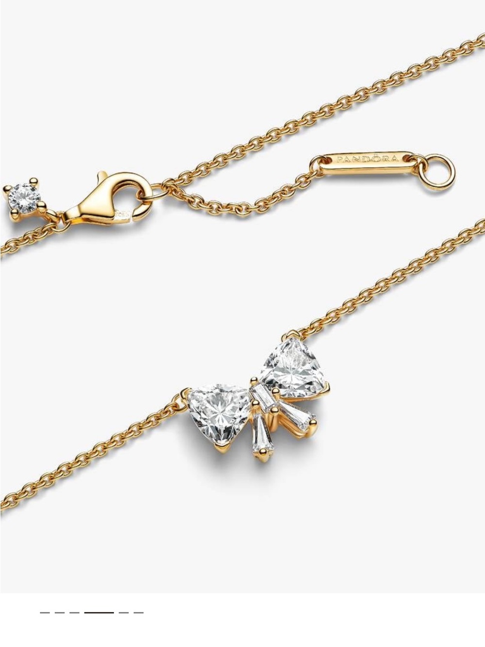 Pandora Gold Bow Necklace with Clear Stones
